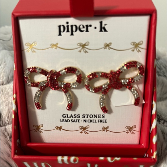 Piper K Jewelry - Piper K Red and Silver Bow Earrings